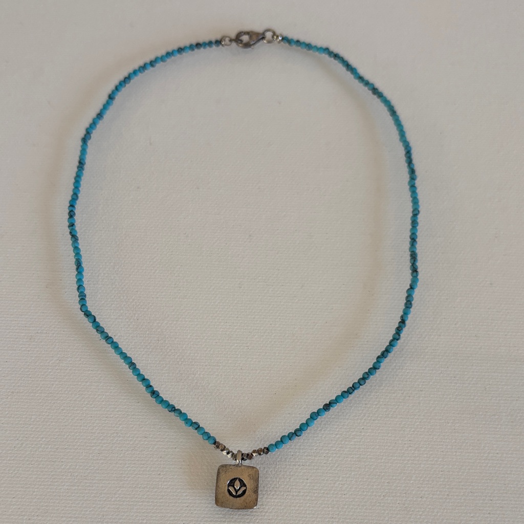 Satya Jewelry Turquoise Beaded Necklace With 925 Silver Pendant 95$